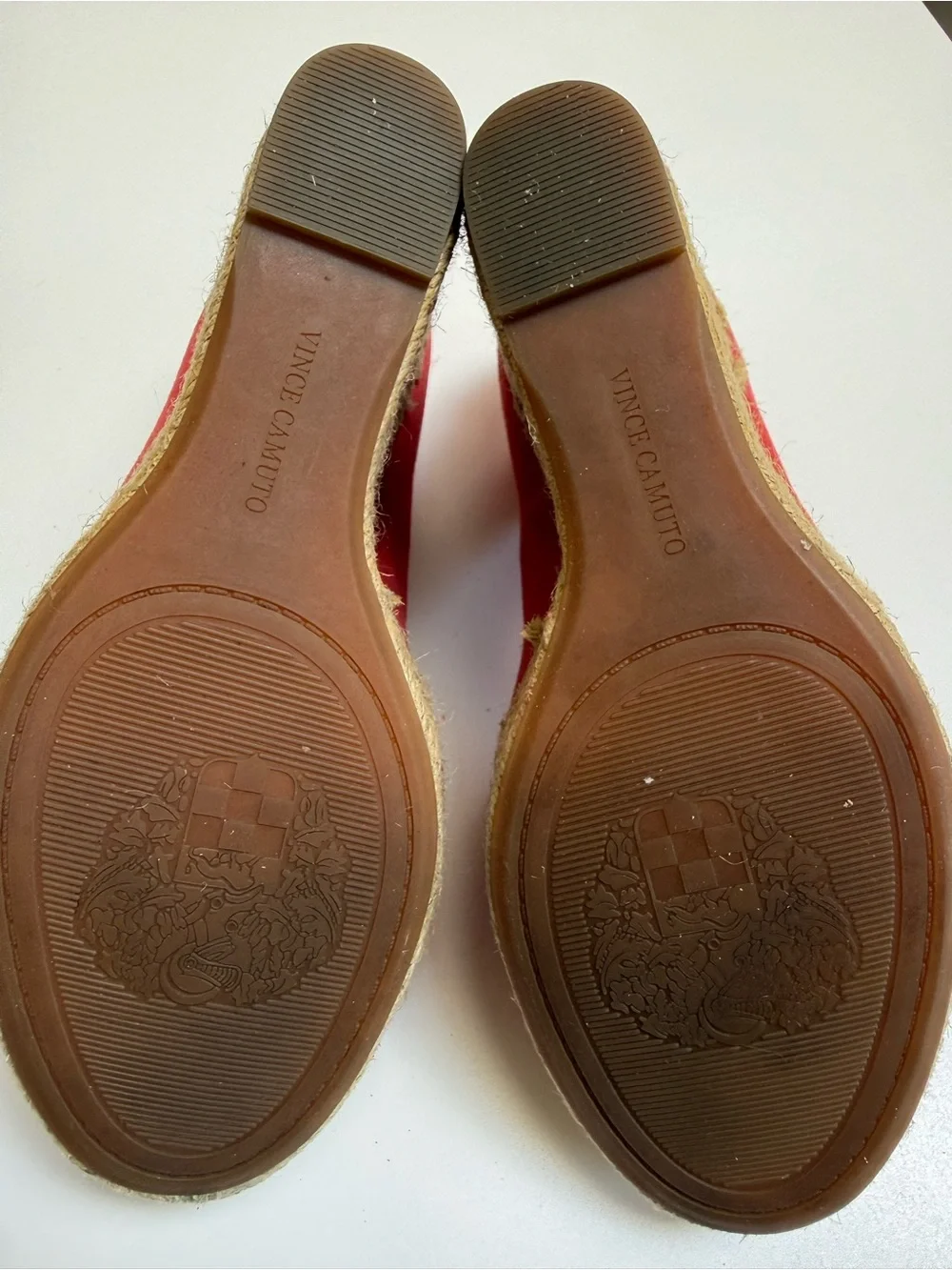 Vince Camuto Coral Suede Peep Toe Espadrille Wedge Heels Size 8M